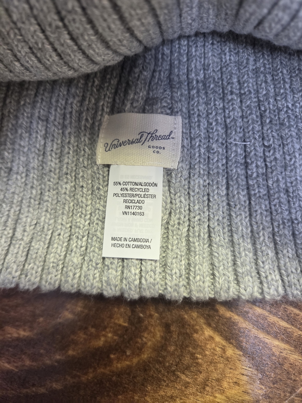Universal Thread Gray Ribbed Knit Beanie & Mittens Set - Picture 5 of 7